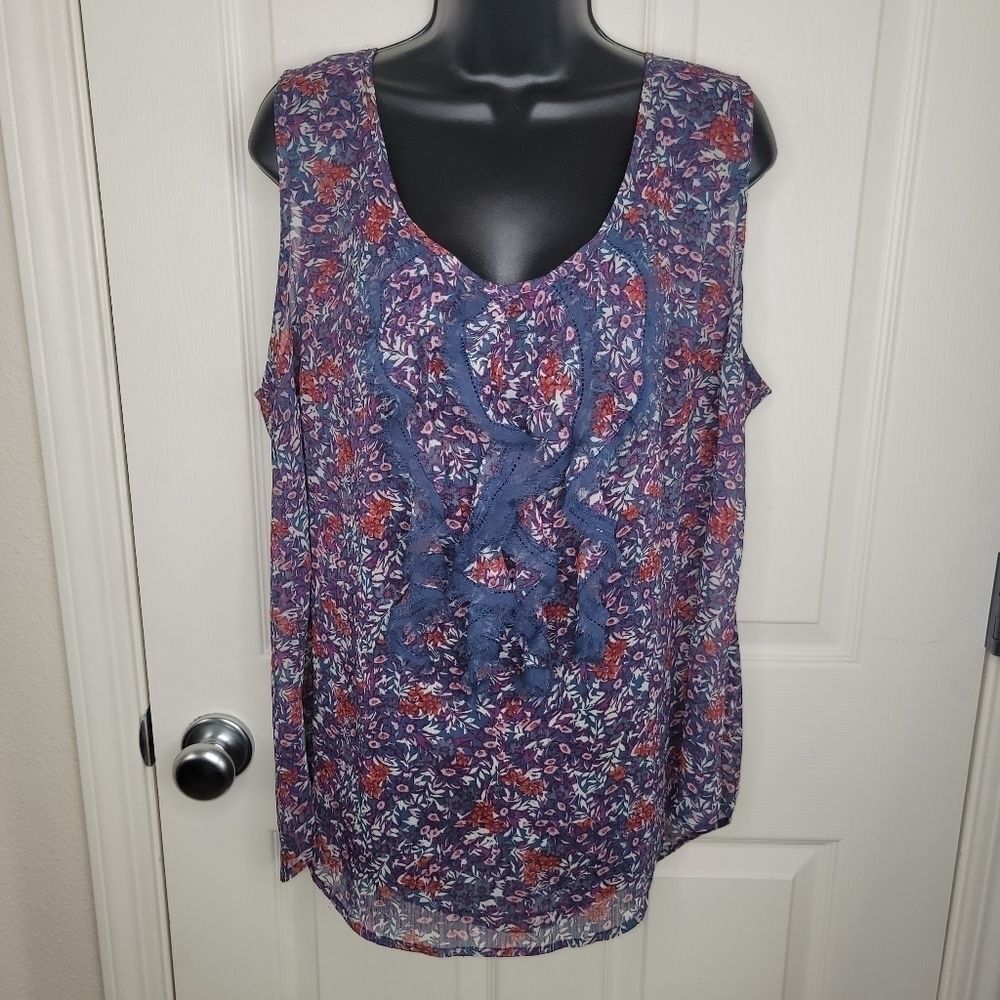 Avenue Parisian belle collection chiffon ruffle front tank top 18/20